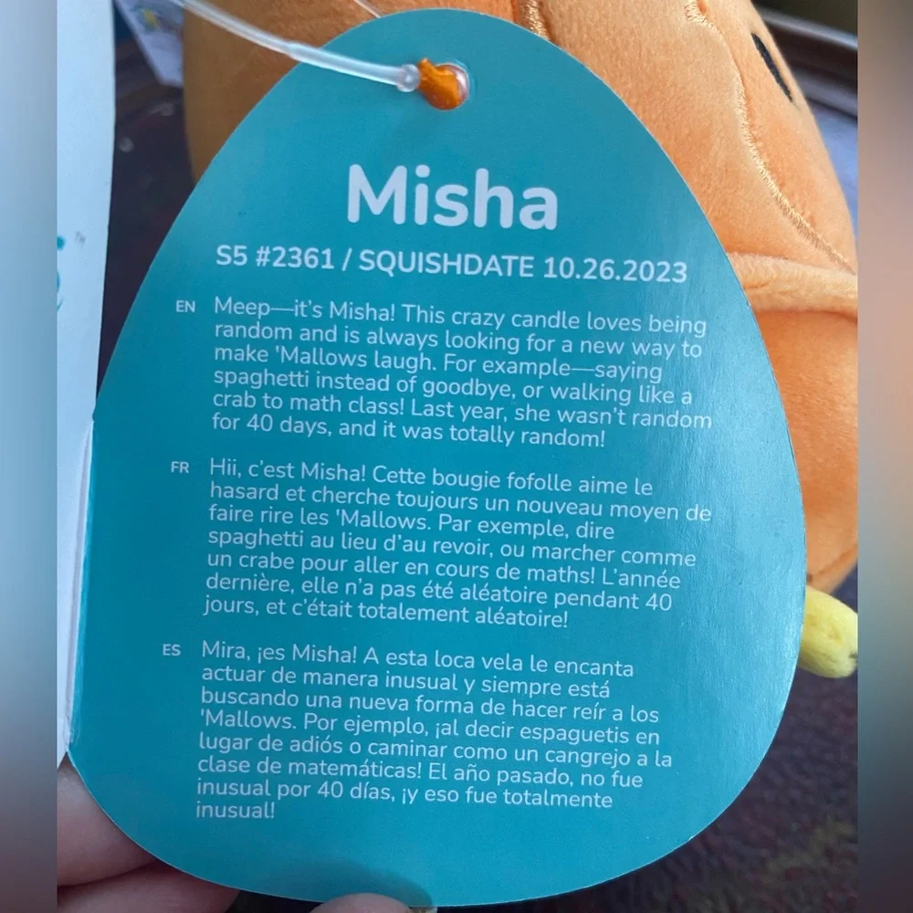 Squishmallows Misha‎ the Pumpkin Candle 5 inch 2024 Halloween Autumn Fall NWT